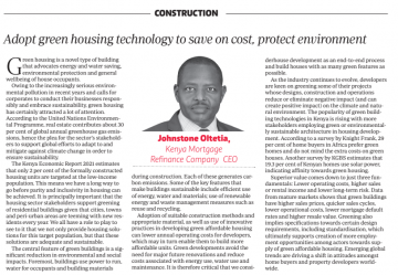 Why Kenya should walk the path that is Green Affordable Housing