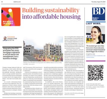 Building Sustainability into Affordable Housing